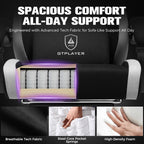 GTPLAYER Gaming Chair, Ergonomic Computer Chair with Footrest and Lumbar Support, High Back Recliner Chair 350lbs, Height Adjustable for Home Office, Black