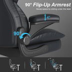 Office Chair, Home Desk Chair, Ergonomic Computer Chair with Lumbar Support, Executive Leather Chair with Flip-Up Armrests, Big and Tall Swivel Rolling Chair, PU Leather, Black