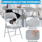 6 Pack Padded Folding Chairs, Heavy Duty Metal Frame with PU Leather Seat & Back, 350 lbs Capacity Portable Stackable Indoor Outdoor Chairs for Party Wedding Office(Gray, 6 Pack)