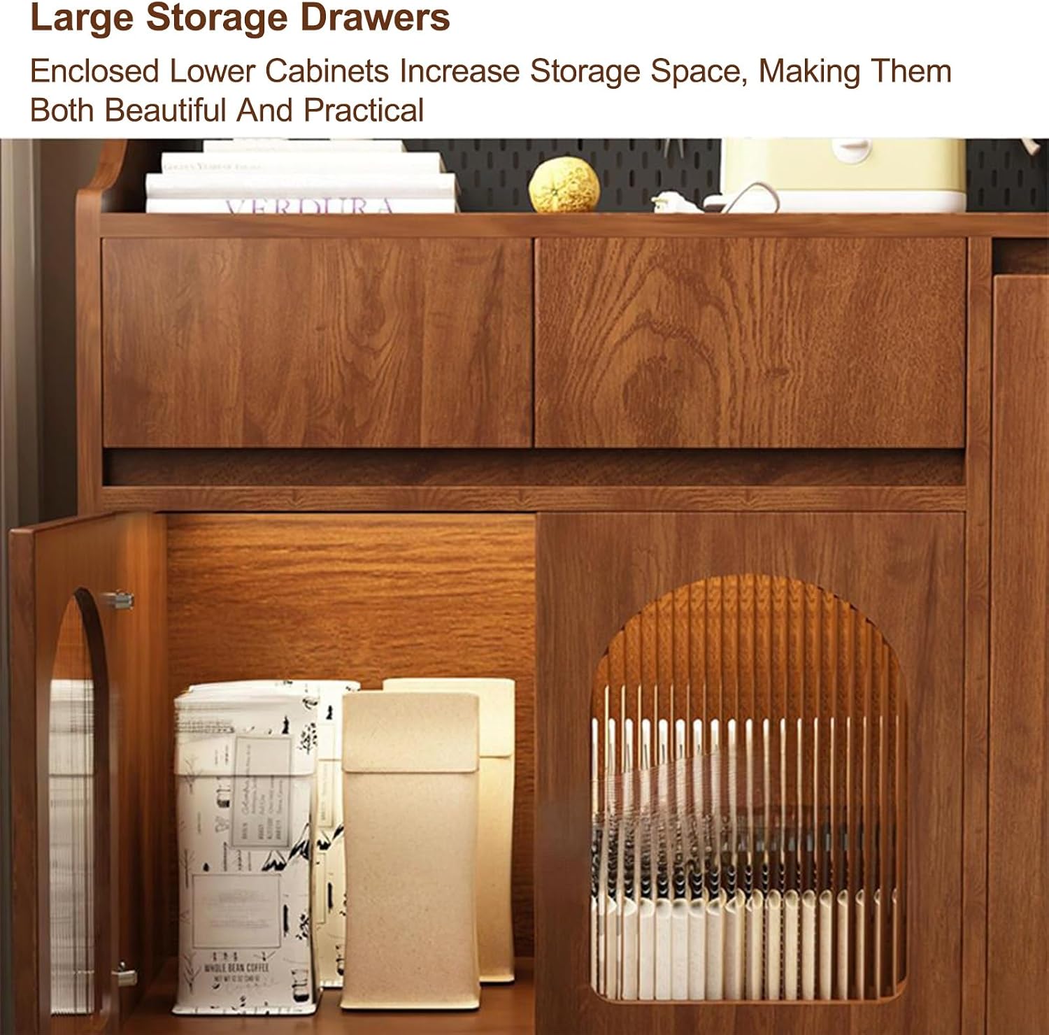 Kitchen Pantry Cabinet with Storage Drawers, Tall Food Pantry Funiture, Sideboard Buffet Cupboard, Freestanding Cupboard, for Living Room,Dining Room(White,170x120cm/66.9x47.2in)