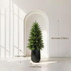 Mavis's Diary 4FT Artificial Cedar Topiary Tree, Set of 2 Realistic Faux Evergreen in Black Bullet Planter + Fillable Water Bag, Indoor Outdoor Fake Cedar for Front Porch Entryway Office Home Decor