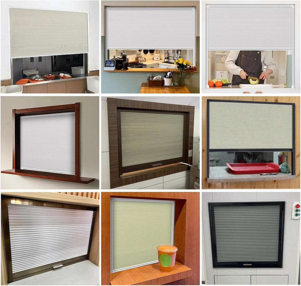 Retractable Serving Window Door with Handle - Easy Install Cellular Pass Through Hatch for Camper, Hotel, Dining Room, Patio, Terrace - Custom Size 45x100 cm