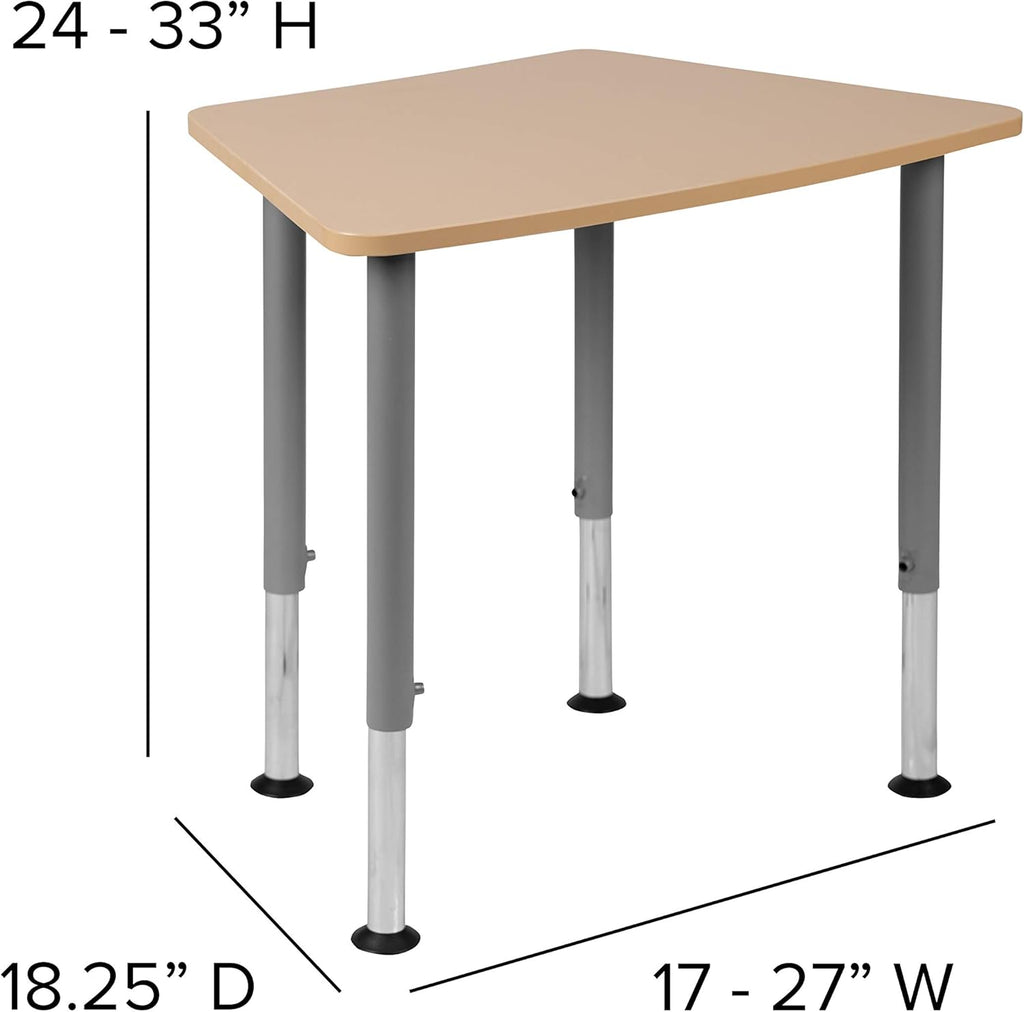 Flash Furniture Billie Hex Natural Collaborative Student Desk (Adjustable from 22.3" to 34") - Home and Classroom