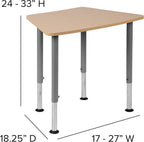Flash Furniture Billie Hex Natural Collaborative Student Desk (Adjustable from 22.3" to 34") - Home and Classroom