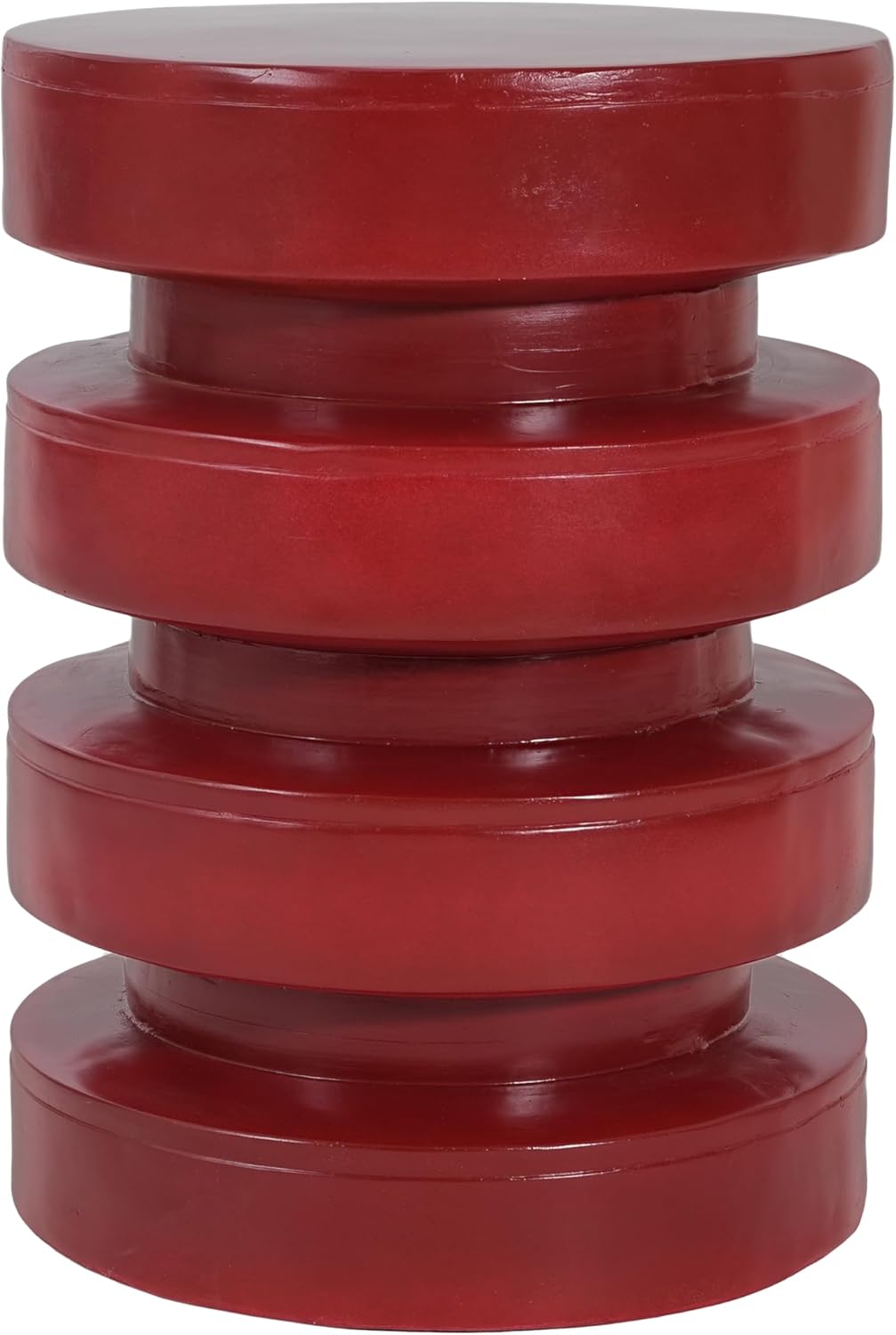14.2" W Round End Table with 3-Tier Design, Modern MGO Side Table for Indoor Outdoor, Patio Balcony Living Room Accent Furniture, Red Color