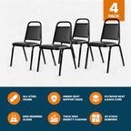 OEF Furnishings OEF9110-B/4 Banquet Chairs Premium Commercial Seating (4 Pack, Vinyl, Black, Black Frame)
