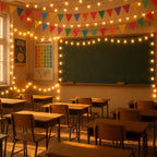 80 LED Hanging String Lights with Banner Flag Decor for Classroom Include 36ft Pastel Pennant Banner Flag 33ft Battery String Lights for Classroom Bulletin Board Wall Display School Decor