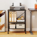 Giantex Kitchen Bakers Rack 3-Tier Microwave Cart on Wheels, Industrial Utility Bar Cart with 10 Hooks Metal Frame Wood Storage Shelves, Rolling Microwave Stand