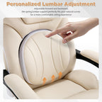 Ergonomic Fully Reclining Office Chairs with Back Support Footrest, Big and Tall Comfortable Recliner Office Desk Chair Computer Gaming Chair, Cream Beige