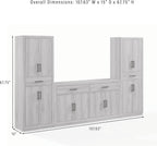 Crosley Furniture Isla 3-Piece Modern Sideboard Buffet Cabinet and Kitchen Storage Pantry Set, Navy