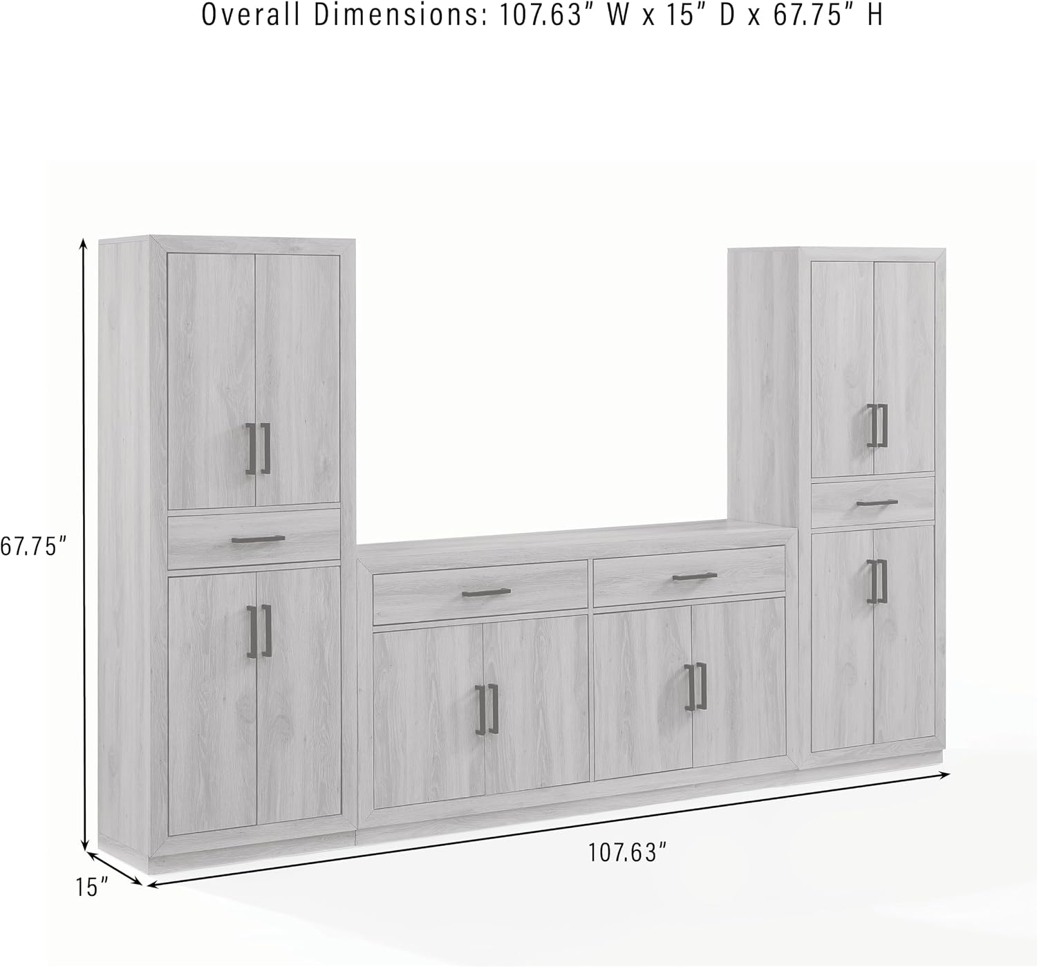 Crosley Furniture Isla 3-Piece Modern Sideboard Buffet Cabinet and Kitchen Storage Pantry Set, Navy