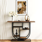 41.3-inch Entryway Console Table, Industrial-Style Sofa Table with Storage, Side Table with Shelves, Suitable for Entrances, Hallways, Foyers, and Entryways, Metal Frame, Vintage Brown