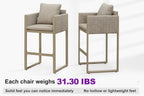 PURPLE LEAF Outdoor Bar Height Stools Set of 2 Aluminum Bar Chairs Modern Olefin Weaving Barstools with Backrest Pillow for Outdoor or Indoor Garden Balcony Lawn Champagne