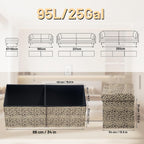 Bsketa Storage Ottoman Bench with Folding Lid Ⅲ, Foot Stools Opens on Both Ends, Footrest Foldable Velvet Chest for Living Room, Bedroom, Entryway, End of Bed Storage Blanket Ottomans Leopard Print