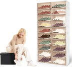 10 Tiers 40 Pairs Easy Assembly Shoe Shelves Organizer with Doors Foldable Shoe Rack Organizer Cabinet for Entryway Living Room