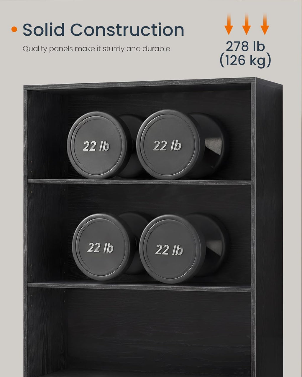 SONGMICS Home Book Shelf, Snapsemble Superfast Assembly, 6-Tier Floor Standing Bookcase with Doors and Adjustable Shelves, 70.4 Inches Tall for Bedroom Living Room, Ebony Black and Natural Walnut