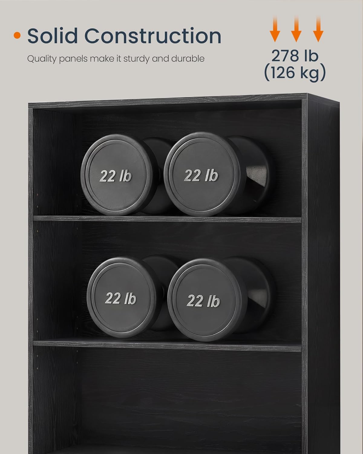 SONGMICS Home Book Shelf, Snapsemble Superfast Assembly, 6-Tier Floor Standing Bookcase with Doors and Adjustable Shelves, 70.4 Inches Tall for Bedroom Living Room, Ebony Black and Natural Walnut