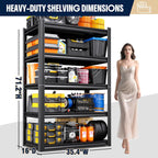 Heavy Duty Metal Garage Shelving Unit, 71.2" H x 35.4" W x 16" D, 5-Tier Adjustable Storage Shelves for Garage Storage, Standing Shelf Unit & Shelves Organizer for Home, Warehouse, Workshop