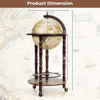 CHEFJOY Globe Bar, Wood Globe Wine Bar Stand, 16th Century Italian Rack Liquor Bottle Shelf, Replica Globe Bar Liquor Cabinet w/Wheels, Globe Bar Cart for Wine Spirits Beverage Stemware(Creamy White)