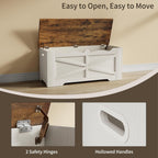 47.2" Wooden Storage Bench, Flip Top Trunk with 2 Safety Hinges, 300lbs Capacity, Multifunctional Entryway Bench for Hallway Bedroom Living Room, Blanket Organizer, White Walnut