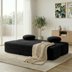 Vongrasig Convertible Sofa Bed, 77” Folding Boneless Couch, Floor Sofa 2-in-1 Curved Couch for Small Living Room, Apartment, Guest Room, Black