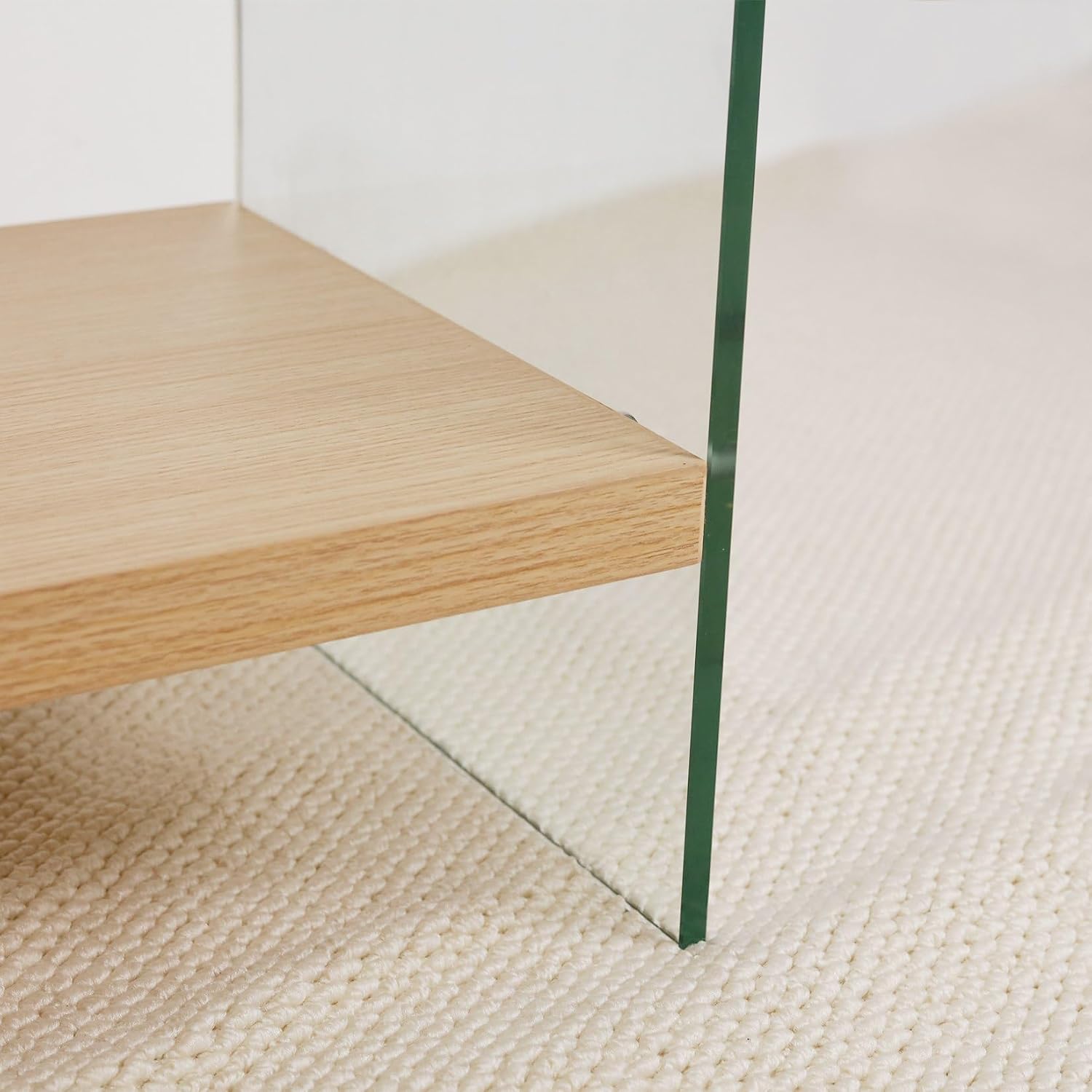 Console Table 2-Tier: 39.4 in Wide Rectangle Wood Shelf Glass Sides | Modern Desk Console Sofa Table Stand for Entryway