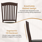 GOFLAME Wooden Dining Chairs Set of 2, Upholstered Kitchen Chairs with PU Leather Seat and Slatted Backrest, Armless Side Chairs with Rubber Wood Frame for Dining Room, Living Room, Restaurant