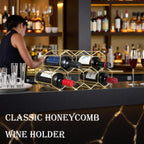 Buruis 9-Bottle Countertop Wine Rack, Honeycomb Metal Wine Holder, Gold | No Assembly Required, Space-Saving Wine Storage, Kitchen Bar Organizer, Red & White Wine Display, Modern Home Decor