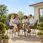 Outdoor Swivel Bar Stools Set of 4, Patio Bar Height Swivel Stools with Cushions for Garden Balcony Backyard, Grey
