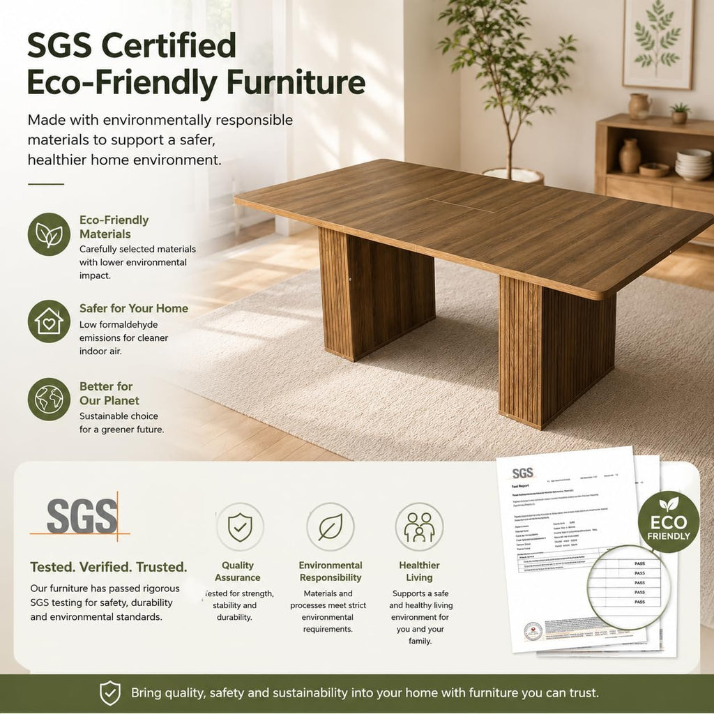 Extendable Dining Table Set for 6, 63-79 Inch Rectangle Kitchen Table Set with 6 Black Faux Leather Chairs,for Home,Kitchen Dining Room Farmhouse,Storage,Walnut Wood Finish