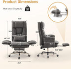 Big and Tall Office Chair, Cloud Reclining Office Chair with Footrest & Flip Armrest for Pets, Executive Ergonomic Criss Cross Desk Chair, Swivel Gaming Chair with Lumber Pillow, Chenille Light Grey