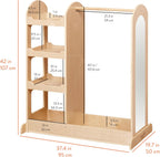 Back2School Express Double-Sided Dress-Up Center with Mirror, Clothing Rack, Natural