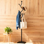 Coat Rack Freestanding Metal Tree Coat Rack Stand with Hooks, Modern Standing Hat Rack for Entryway Hallway Bedroom Office (black)
