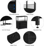 IDEALHOUSE Wine Bar Rack Cabinet with LED Light, Adjustable Shelves Coffee Bar Cabinet with Mesh Door and Baffle Design, 36 in Tall Small Liquor Bar Cabinet for Home, Kitchen, Dinning Room, Black