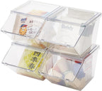 Tea Bag Organizer Coffee Pod Holder K Cup Holder, 4 Pack | Stackable Acrylic Desk Organizer Box with Lid
