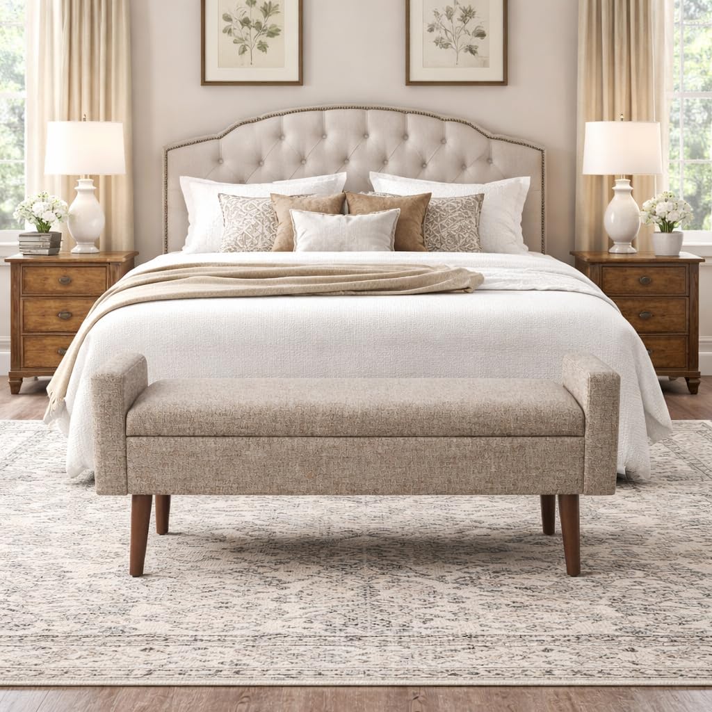 HomePop Fulton 48" Storage Bench - Midtone Gray Fabric