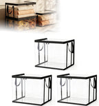 SakerPlus Large Clear Thick Plastic Storage Box with Hinged Lid, 15 inch Thick Plastic Book Storage Bin, Stackable Collapsible Organizer Container for Books, Files, Magazines, Bedroom (Black *3)
