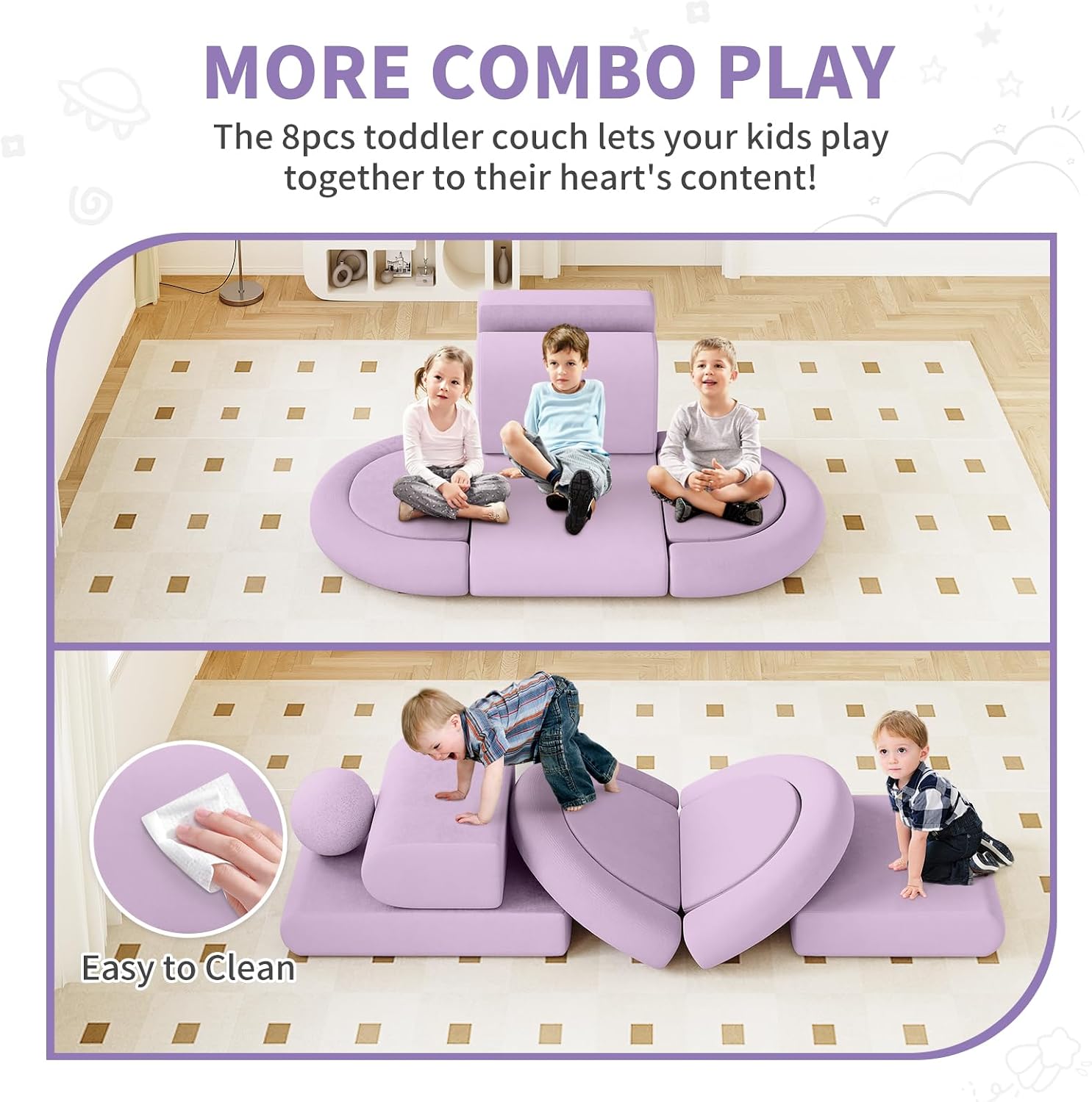 Modular Kids Play Couch (Small, Blueberry)