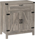 VINGLI Modern Farmhouse Sideboard Buffet Cabinet with Drawer, Storage Cabinet with Doors and Adjustable Shelves, Coffee Bar Station for Kitchen, Dining Room and Living Room, Ash Grey