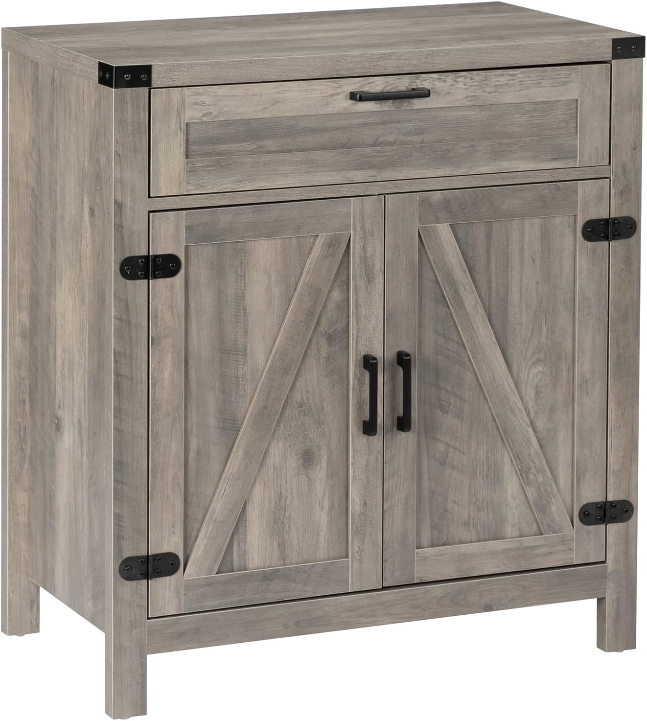 VINGLI Modern Farmhouse Sideboard Buffet Cabinet with Drawer, Storage Cabinet with Doors and Adjustable Shelves, Coffee Bar Station for Kitchen, Dining Room and Living Room, Ash Grey