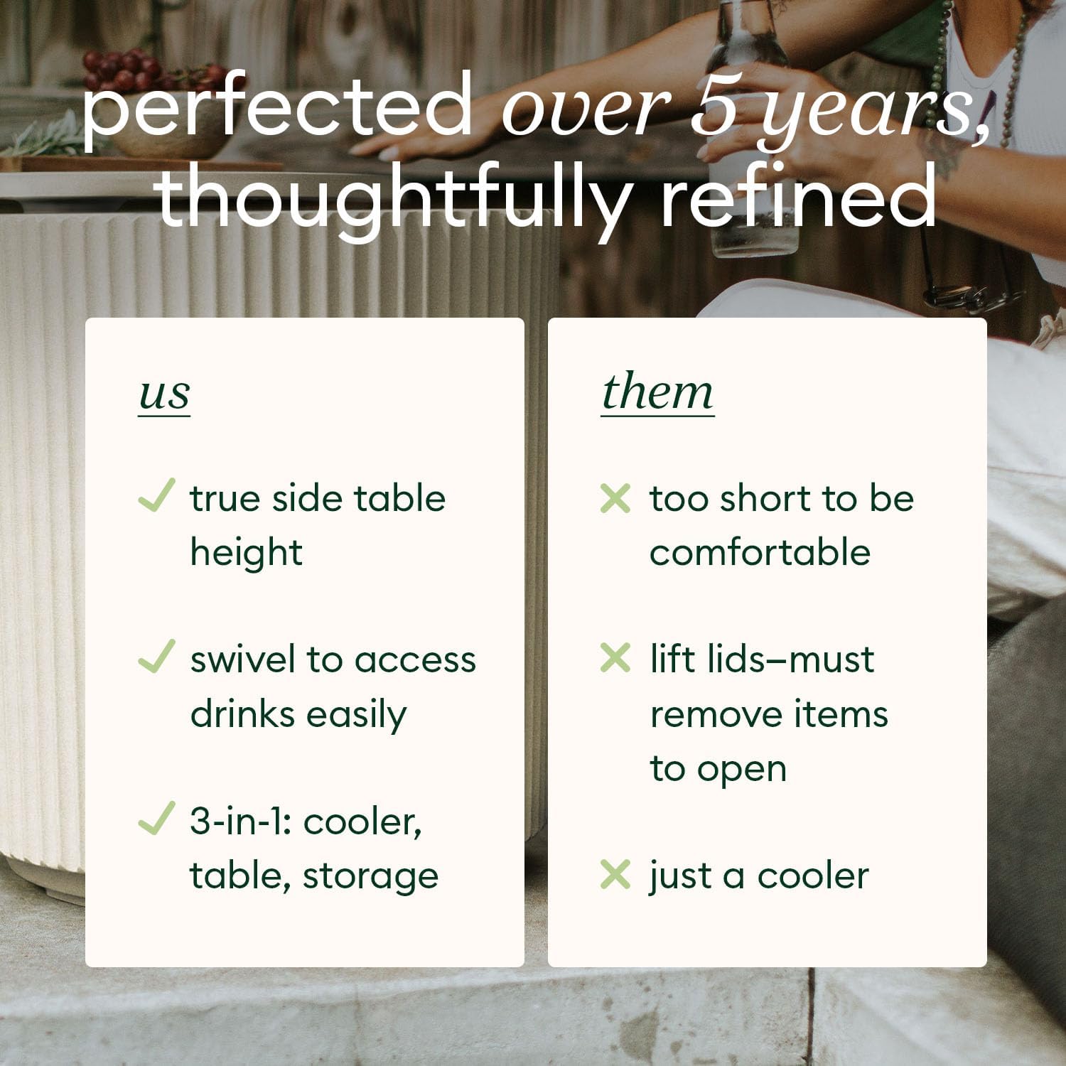 Veradek Cooler Side Table - Outdoor Cooler Table and Ice Chest | Features a Swivel-Top Lid That Keeps Drinks Cool for Up to 12 Hours, Perfect for Porch, Poolside, or Patio Use
