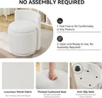 WUTUTUEE Velvet Vanity Chair with Storage, 360° Swivel Makeup Chair with Wave Back, No Assembly Small Accent Stool for Bedroom, Dressing, Living Room, White
