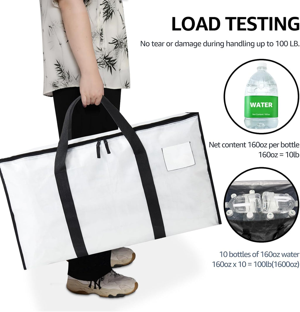 Moving Bags Heavy Duty Extra Large, Moving Boxes, Moving Supplies Essentials, Blue Storage Bins with Lids, Plastic Packing Totes, Storage Bags for Clothes with Handles & Zippers(White, 6 Pack)