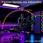 Gaming Chair with Pocket Spring Cushion and Footrest, Ergonomic Computer Chair for Adults, Breathable PU Leather Game Chair