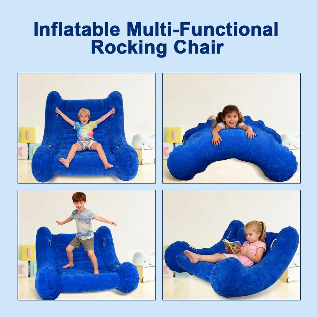 Sensory Rocker Chair for Kids, Inflatable Chair for Kids – Full-Surface Velvet Flocking, 42” x 42” x 46”, Ultra-Durable, Sensory Chair for Autistic ADHD Child Includes Electric Air Pump