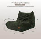 ZurNesfure Bean Bag Chair, Large Beanbag Chair for Adults with Memory Foam, No Assembly Fluffy Bean Bag for Gaming Reading Living Room Bedroom Dorm, Non-Slip Bottom, CHENILLEGREEN