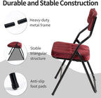 HOMEFUN Padded Folding Chairs 4 Pack - Foldable Dining Chair with Cushion, Portable and Assembled Extra Seat for Guests Kitchen Office Wedding Party Wine Red
