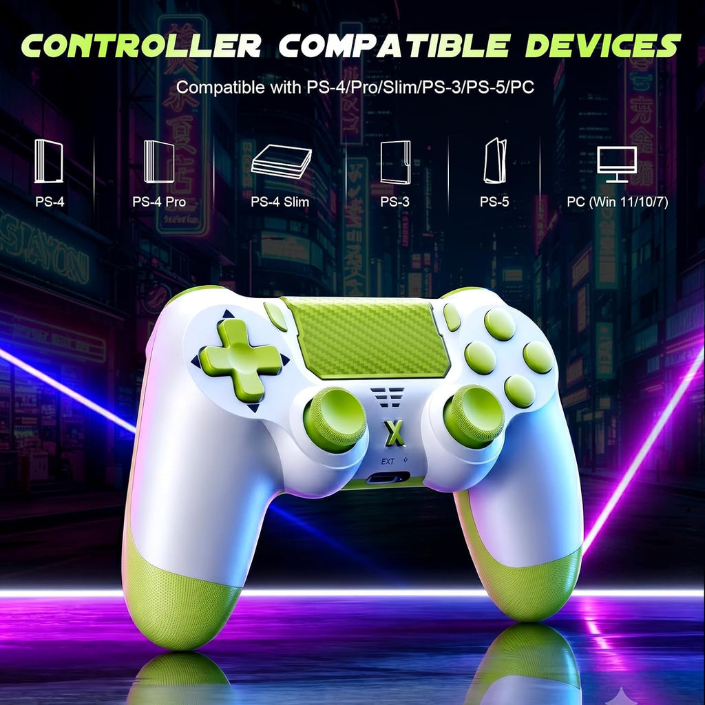 Puiseno Wireless Controller for PS-4, Gamepad with Dual Vibration/Hall Effect Joysticks/Six-axis Gyroscope Sensor/Touchpad, Built-in Speaker & Headphone Jack, Compatible with PS4/Slim/Pro Console/PC(Yellow)