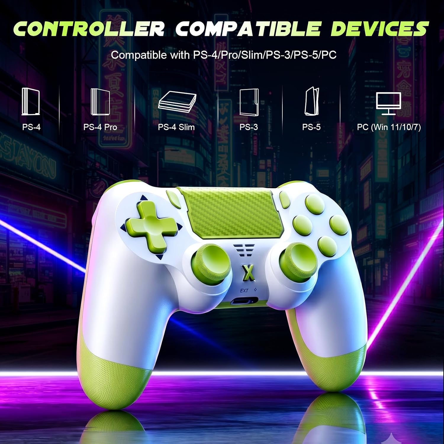 Puiseno Wireless Controller for PS-4, Gamepad with Dual Vibration/Hall Effect Joysticks/Six-axis Gyroscope Sensor/Touchpad, Built-in Speaker & Headphone Jack, Compatible with PS4/Slim/Pro Console/PC(Yellow)
