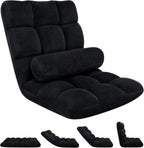 HOPERAN Floor Chair with Back Support, 6-Poistion Adjustable Floor Gaming Chair for Adults, Padded Reclining Floor Chair, Folding Floor Chairs for Meditation, Sleeping, Reading, Gaming, Black